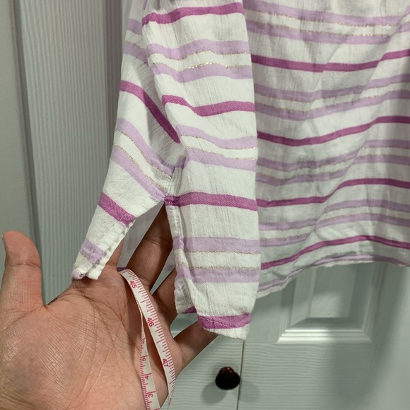 Lane Bryant Off The Shoulder Purple White and Gold Stripes - Picture 7 of 9